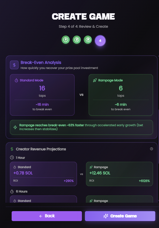 final_tap_game's tweet image. FinalTap Creator Economics :  

Anyone can create a game with ANY SPL token. 

Creator earns 10-15% per tap. 

100% permissionless.  

This is the future of Web3 gaming economies