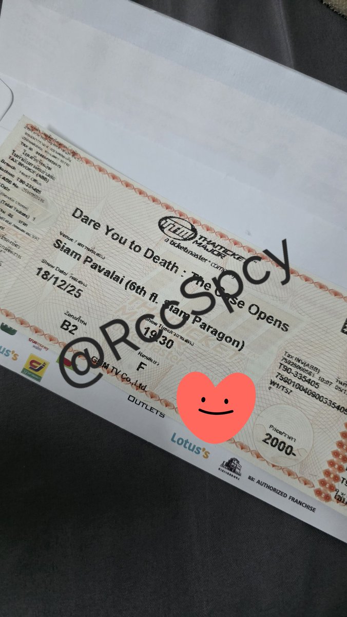 RccSpcy's tweet photo. ปล่อยบัตรโซน B2 2000 แถว F ราคาเท่าหน้าบัตร ไม่อัพเพิ่ม นัดรับ+จ่ายสด เสาร์ อาทิตย์นี้ได้คับ ลดได้นิดหน่อย เดมมาขอรายละเอียด/หลักฐานเพิ่มเติมได้
#DareYouToDeath https://t.co/M3UxQupxfY