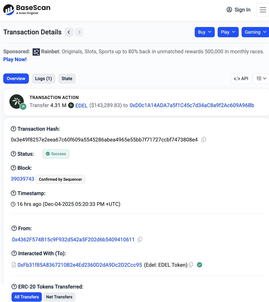 bubblemaps's tweet photo. UPDATE: The $EDEL team is still selling

One team wallet tied to the snipe just moved $175k in $EDEL to a CEX

 🧵 ↓ https://t.co/dthVvxDRWb