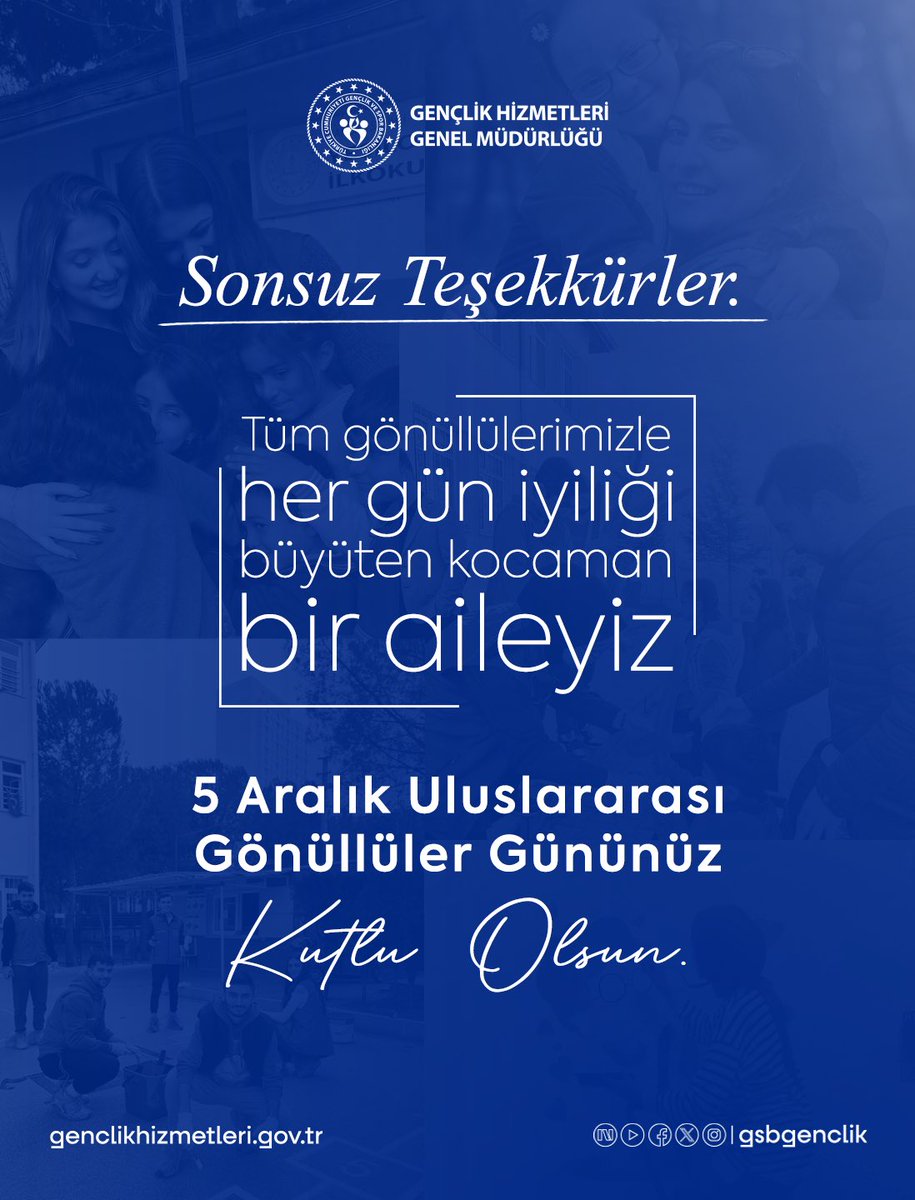 Gençliğin, toplumun birleştirici gücü gönüllülerimiz; iyi ki varsınız! 💫

İyiliği büyüten, dayanışma kültürümüzü Türkiye’nin her bir noktasında güçlendiren tüm gönüllülerimizin 5 Aralık Dünya Gönüllüler Günü kutlu olsun!