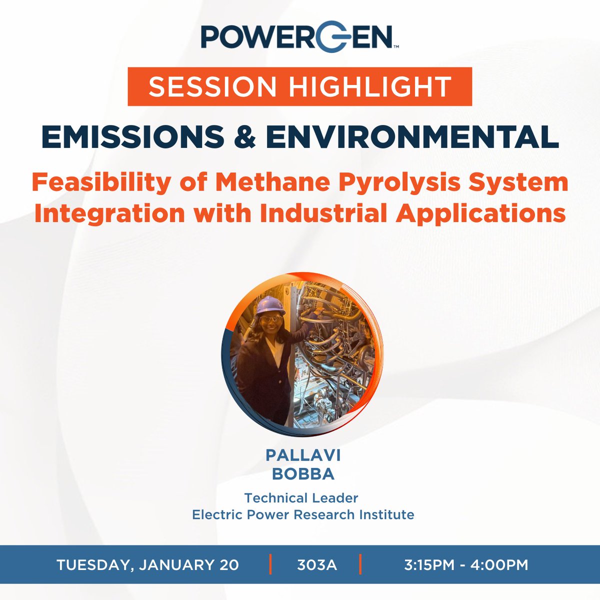 Topic Highlight: Emissions &amp; Environmental at POWERGEN 2026

Feasibility of Methane Pyrolysis System Integration with Industrial Applications

How can methane pyrolysis support low-carbon heat and hydrogen strategies?

Join Pallavi Bobba of EPRI as she breaks down new research on