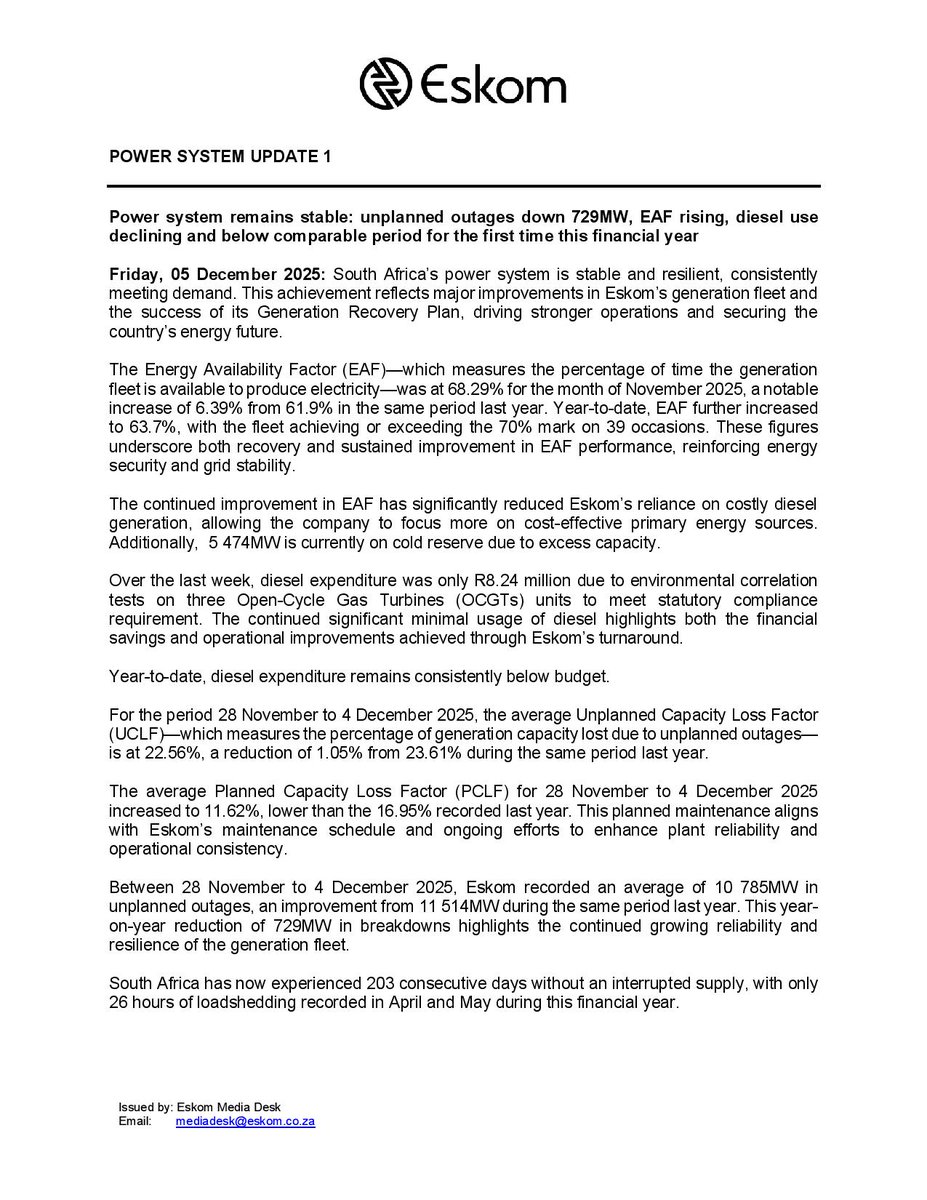 Eskom Hld SOC Ltd tweet media