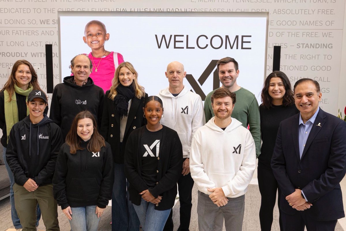 xAIMemphis's tweet photo. THANK YOU @StJude for hosting the xAI team and for the inspiring hospital tour. You all are warriors fighting to save and cure the most vulnerable. 

We are incredibly proud to partner with you now and for years to come. https://t.co/as1GXPppBW