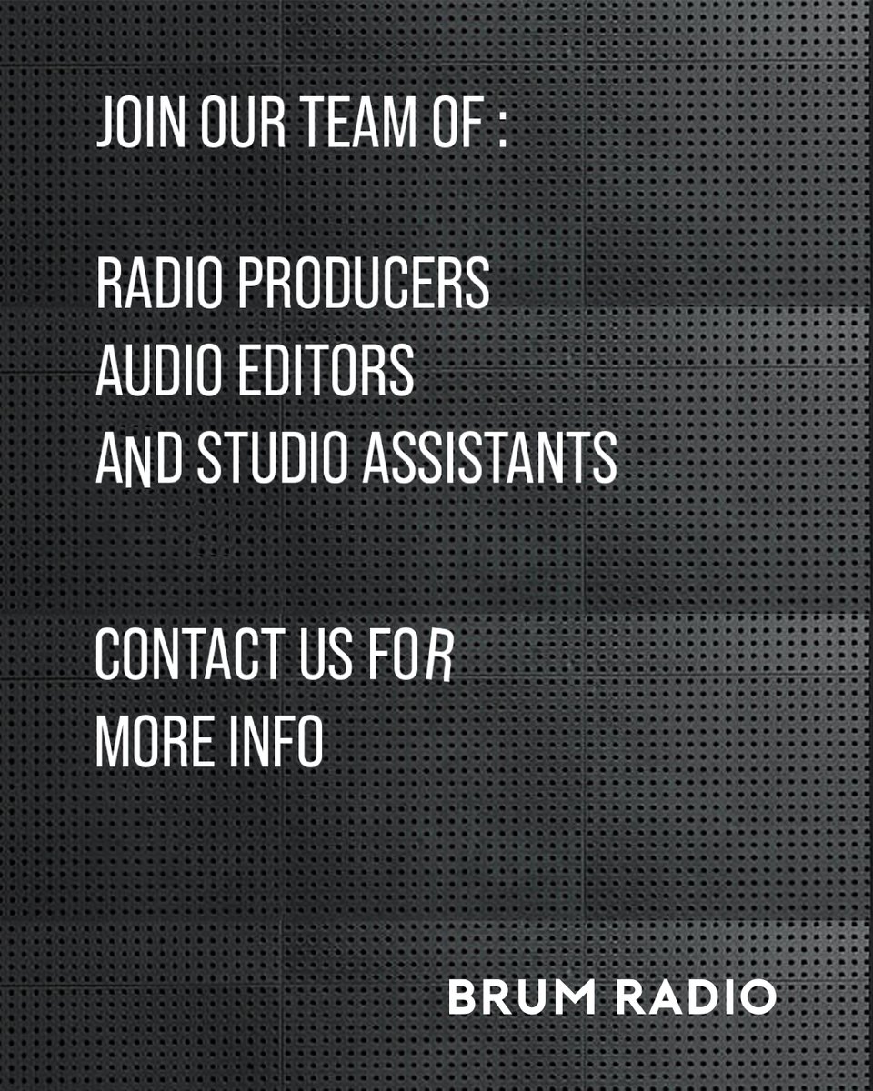 BrumRadio's tweet image. JOIN US &amp;gt;&amp;gt; Aged 18+ with a passion for radio?

We are constantly looking for enthusiastic talent to join our team. From producers to audio technicians, we are looking for you.
Discover more at brumradio.com/jobs
#InBrumWeTrust #Birmingham