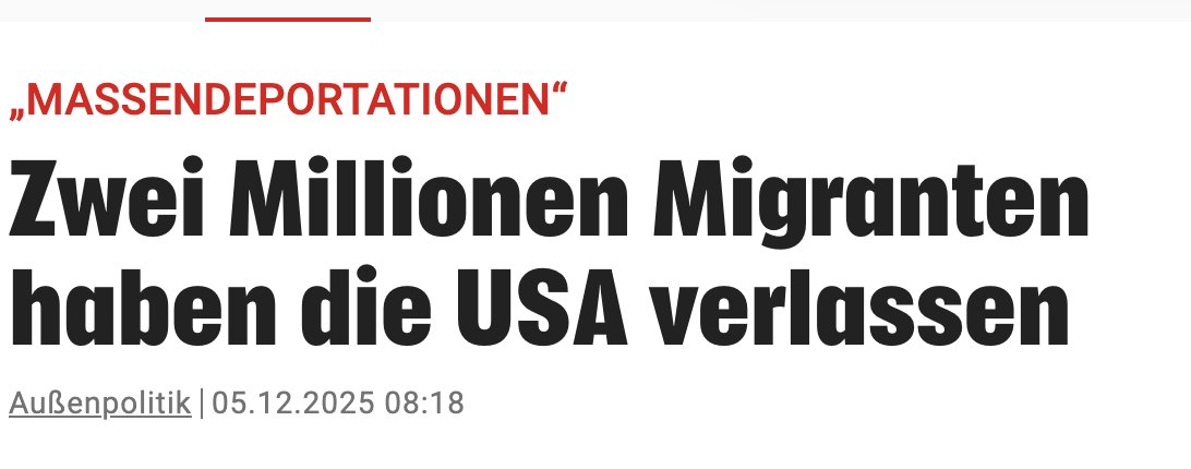 Es geht, wenn man nur will. Zwei Millionen Illegale haben die USA verlassen. Zwei Millionen weniger, die dem Staat aus der Tasche liegen und das Stadtbild verändern! 

Das Beste: 1,6 Millionen von Ihnen haben sich selbst abgeschoben. Dafür gibt es einen Bonus. Das geht aber nur,