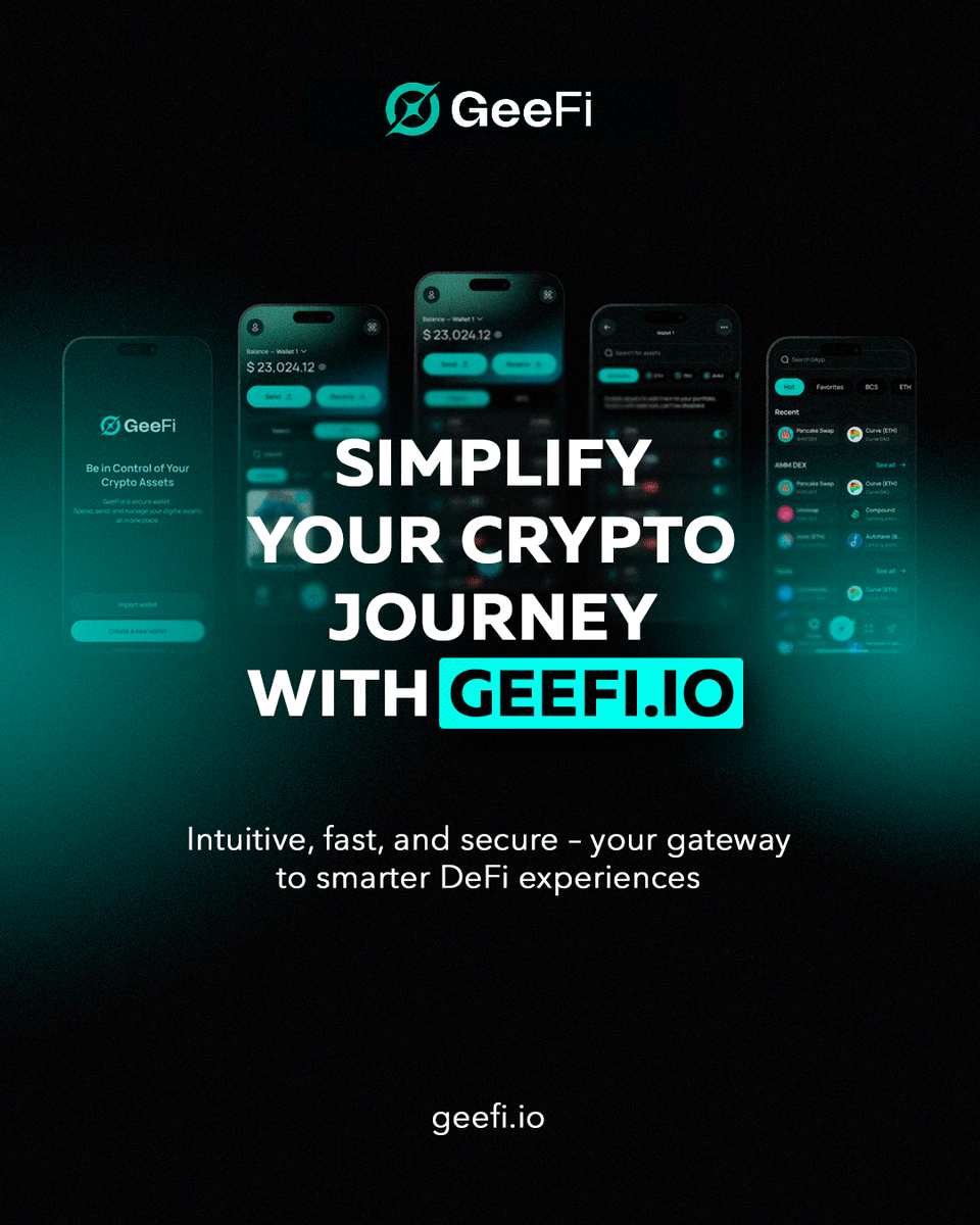 GeeFiOfficial's tweet photo. 🌐 The GeeFi Ecosystem Is Taking Shape

With the GeeFi Wallet already live, our ecosystem is expanding into two major upcoming products:

🔹 GeeFi DEX – a seamless, fast, and secure decentralized trading experience
🔹 GeeFi Crypto Cards – enabling real-world spending powered directly by crypto

At the center of it all is the GEE token, delivering real utility across every component of the ecosystem, from transactions and fees to rewards and future governance.

Now is the perfect time to join the GeeFi ecosystem, secure your GEE tokens, and become part of a rapidly growing community shaping the next phase of decentralized finance.

Buy GEE Tokens: https://t.co/hHMT94Bqpe