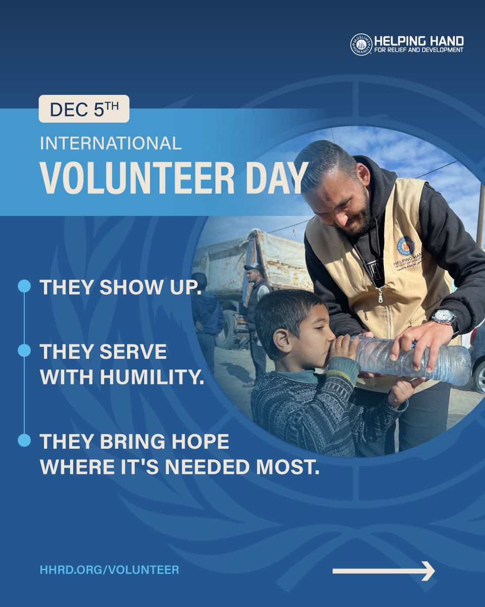 HelpingHandUSA's tweet image. 🙌 On International Volunteer Day, we celebrate every HHRD volunteer who serves humanity with humility. Your Zakat fuels their mission — a gift that may also be tax-deductible. 
[Link in bio]

#VolunteerDay #HHRDVolunteers #ServeWithHumility #Zakat
