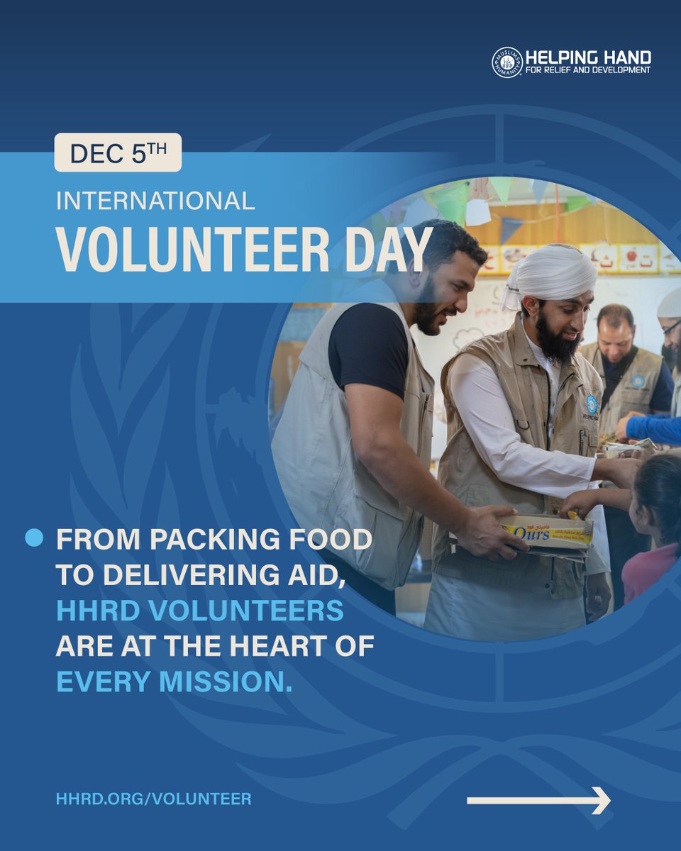 HelpingHandUSA's tweet image. 🙌 On International Volunteer Day, we celebrate every HHRD volunteer who serves humanity with humility. Your Zakat fuels their mission — a gift that may also be tax-deductible. 
[Link in bio]

#VolunteerDay #HHRDVolunteers #ServeWithHumility #Zakat