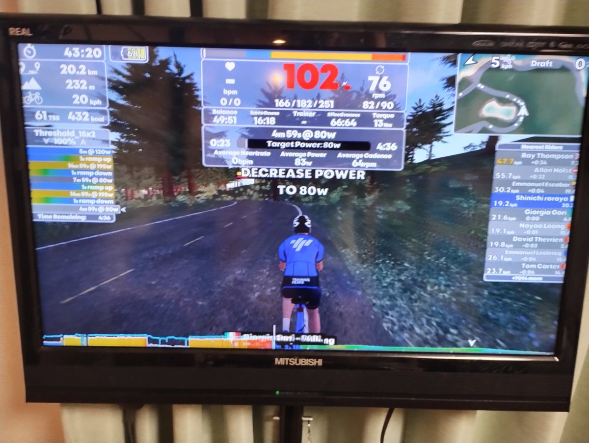 toraya's tweet image. 本日はThreshold 15min x 2でございました。
---
See my 62 TSS bike workout. I did 0.00 km in 45:44. #trainingpeaks
tpks.ws/WXABCPVJRIXQBD…