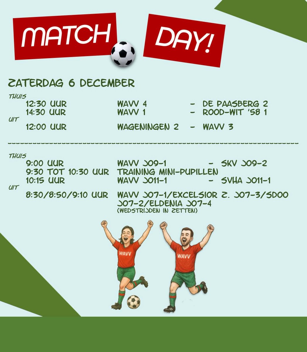 Wij wensen al onze leden, vrijwilligers, supporters, sponsoren en betrokkenen een fijne Sinterklaasavond! Geniet van de gezelligheid met elkaar.

En.....we zien jullie morgen graag weer. Dan staan er weer mooie wedstrijden op het programma!