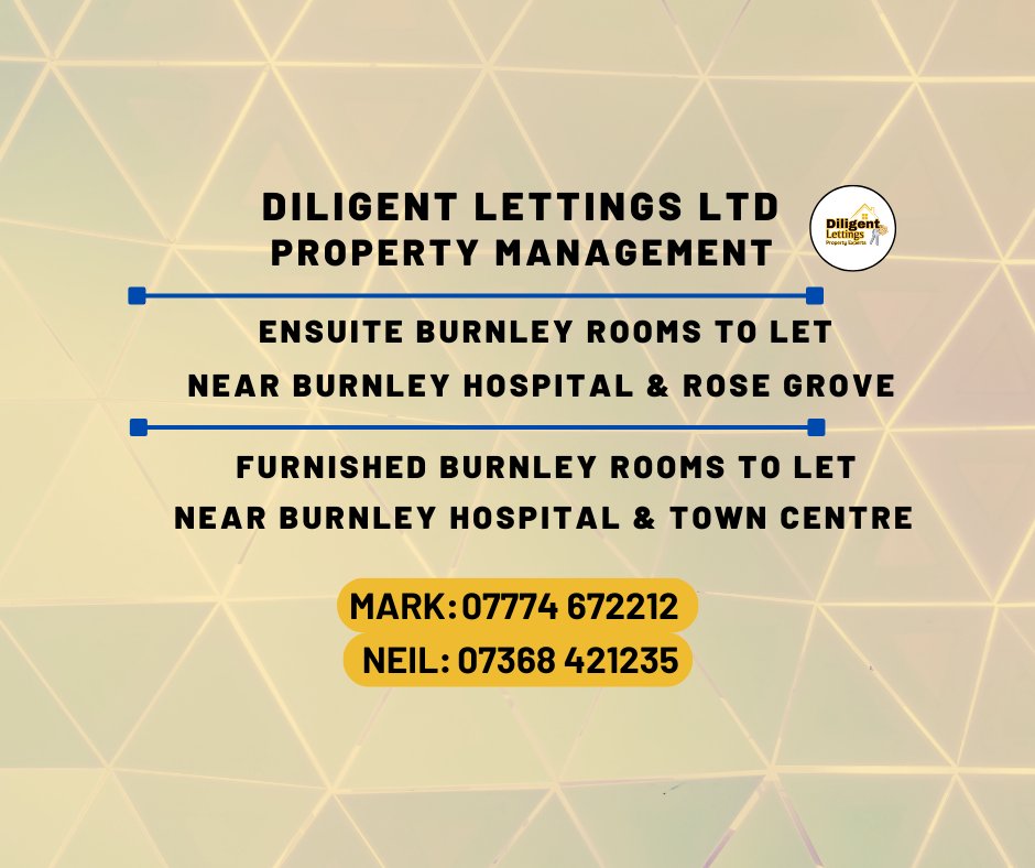 Ensuite HMO rooms to let near #Burnley  hospital <a href="/ELHT_NHS/">East Lancashire Hospitals NHS Trust 💙</a> &amp; #RoseGrove
   
Furnished rooms with shared facilities to let near Hospital &amp; town centre Rent inc all utility bills &amp; WiFi!     

More info Mon-Friday 9.30am to 5.30pm ☎️ Mark: 07774 672212 ☎️Neil: 07368 421235.