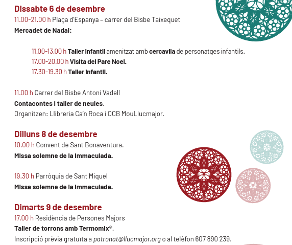 🌟 Programació Nadal
📅 6, 8 i 9 de desembre

-----

🌟 Programación Navidad
📅 6, 8 y 9 de diciembre