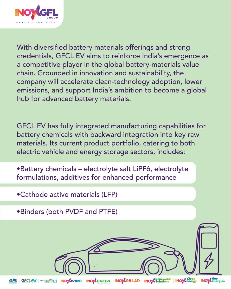inoxgflgroup's tweet photo. IFC invests ~US$ 50 million in GFCL EV for India’s first integrated battery materials facility.

#INOXGFL #GFL #GFCLEV #GreenerFuture #EVMobility #BatteryTechnology https://t.co/LXA1KDkzDw