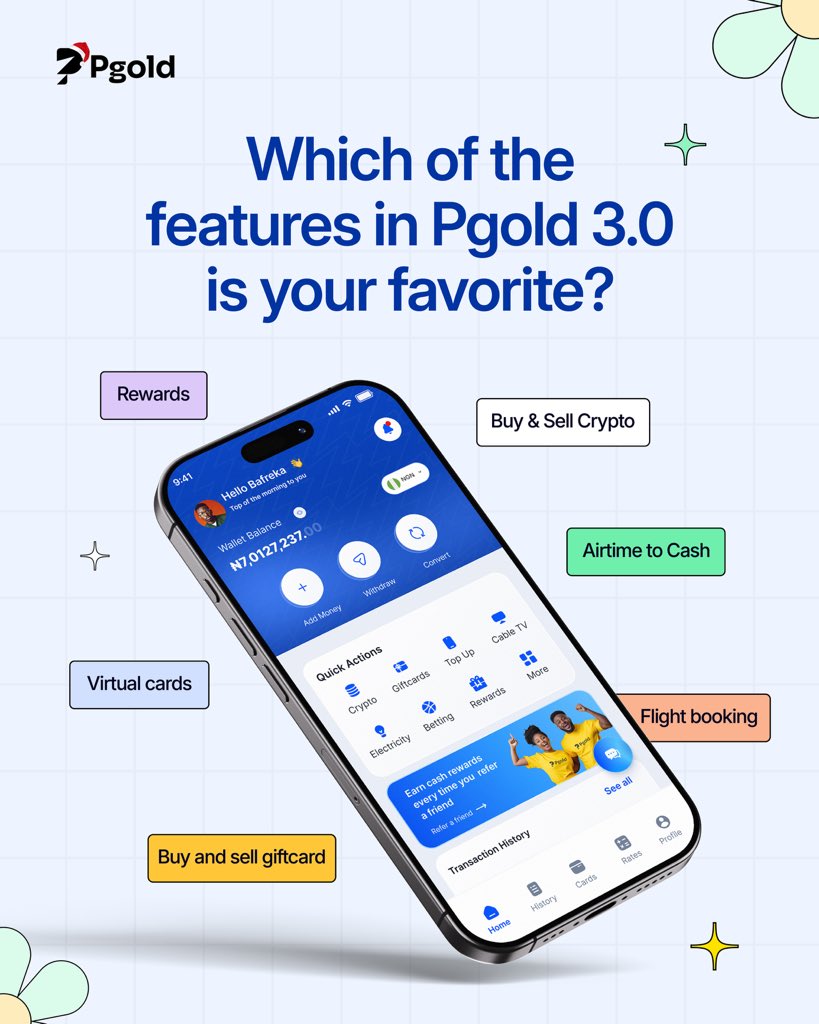 Pgoldapps's tweet image. PGOLD 3.0 came loaded  but which feature is your fave? 👀
Tell us your go-to feature below!

#pgold #pgoldapp #applaunch #smartpayments