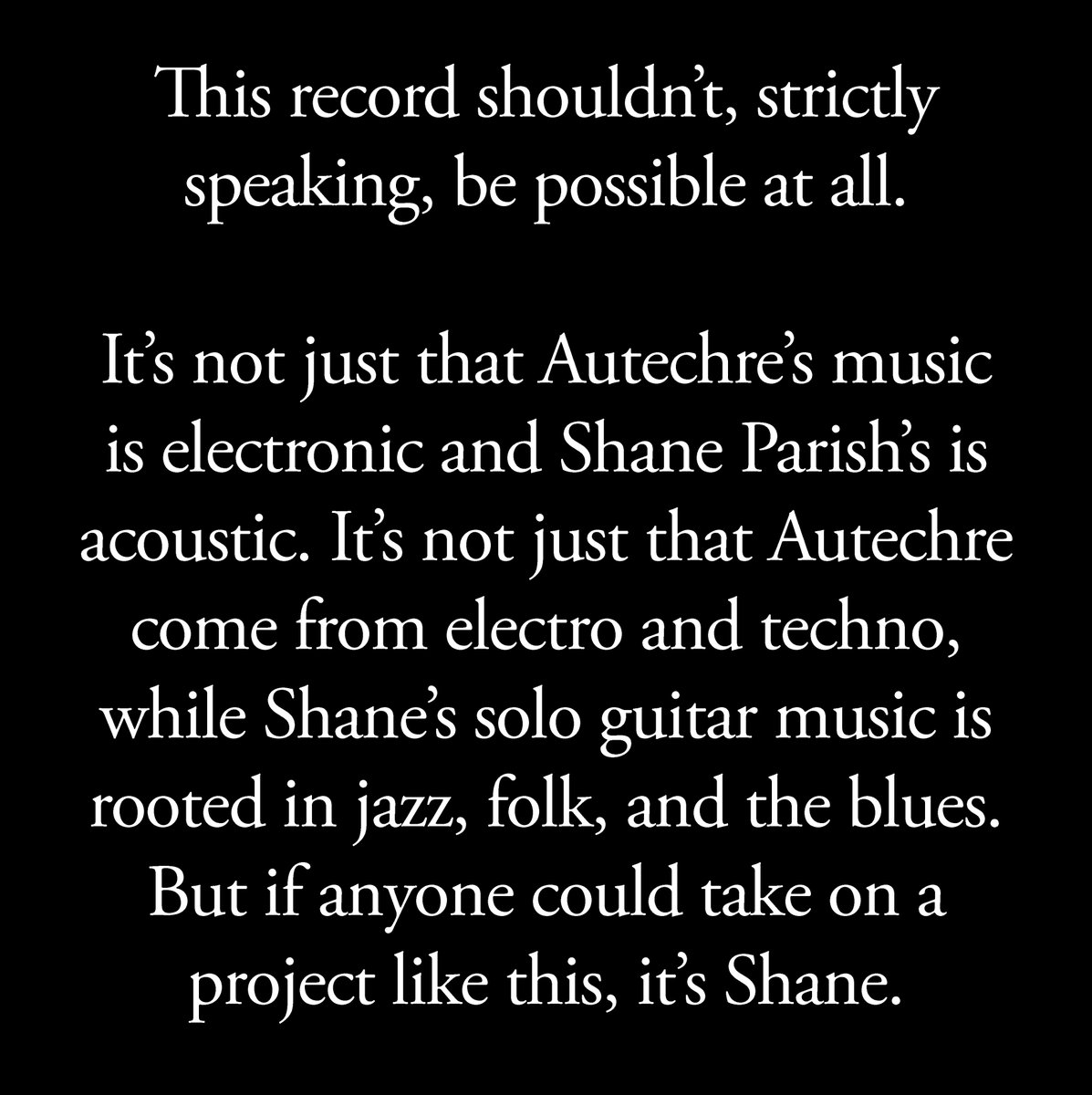 billorcutt's tweet photo. New on Palilalia, Shane's Parish's latest "Autechre Guitar." Shane's been working on this one a LONG time. The first two singles are up, you can read Philip Sherburne's illuminating notes and preorder the gatefold 2LP and CD! 

https://t.co/1rWcPjo3Ys https://t.co/V5abZIenYE