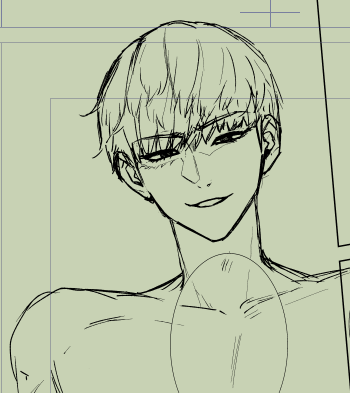 bibamori's tweet image. 進捗…下絵なので服を着ていないれお君✒️＝✒️