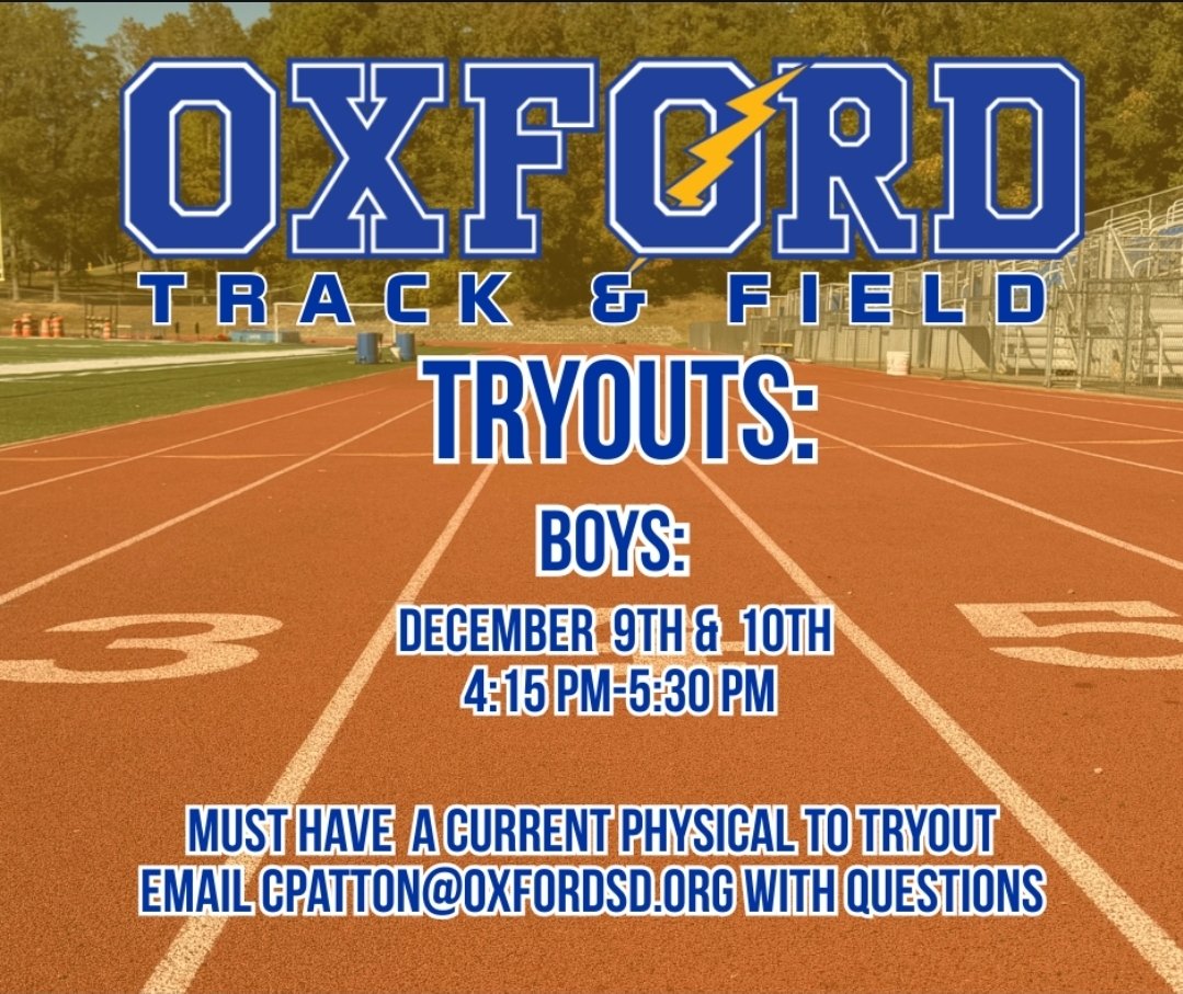 _ohstrack's tweet image. 🚨 TRACK &amp;amp; FIELD TRYOUTS 🚨