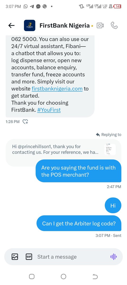 princehillson1's tweet photo. @FirstBankngr You aren't responding to your dm.  Provide the Arbiter log code or return my money https://t.co/OHpHuegI4P