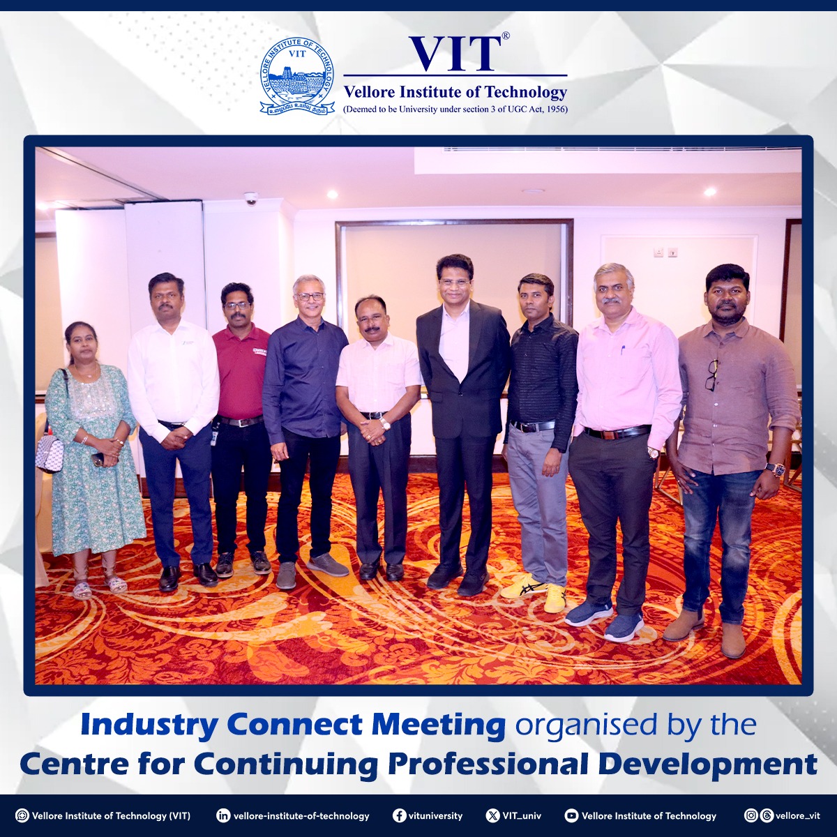 VIT_univ's tweet image. The Centre for Continuing Professional Development (CPD) at VIT, Vellore, hosted a highly productive Industry Connect Meeting in Chennai on December 4, 2025.

#ProfessionalDevelopment  #WorkIntegratedLearning #Danfoss #MoU #CPDVIT #CDCVIT #VelloreInstituteofTechnology
