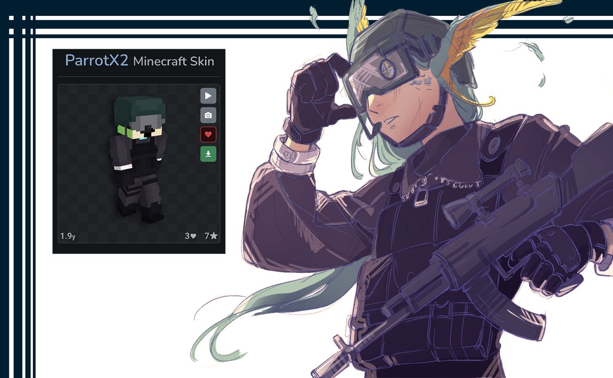 This bird man wearing a soldier skin is not what I expected 🦜🪖

#parrotx2 #parrotx2fanart