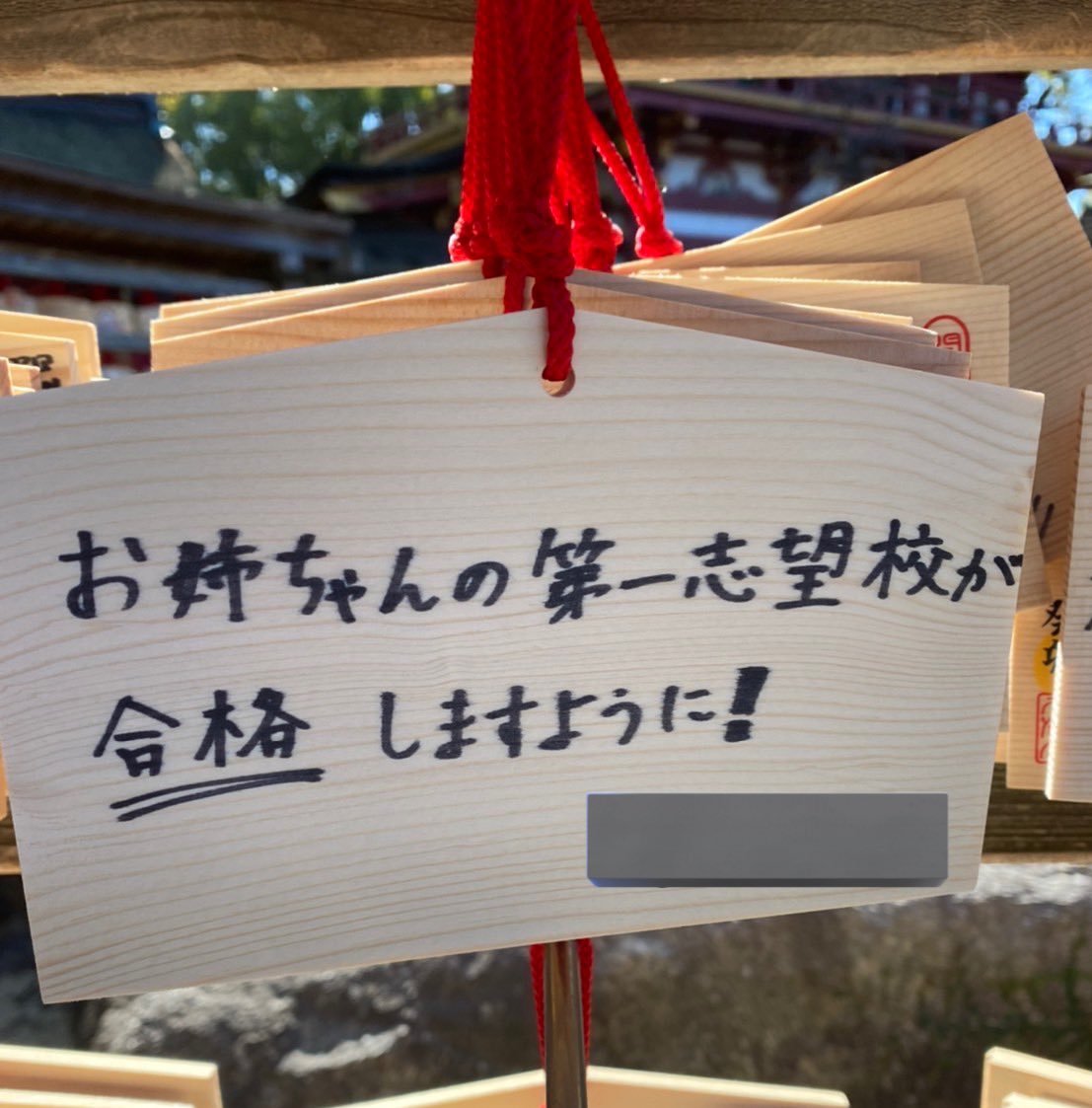 これは大学受験の時に妹が書いてくれた絵馬
多分合格してって思ってないよな