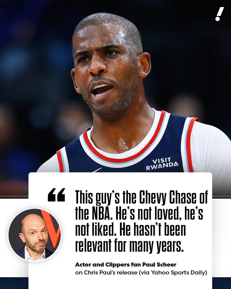 YahooSports's tweet image. Actor and Clippers fan @paulscheer goes scorched earth on Chris Paul after Paul's release 😳

(via Yahoo Sports Daily)