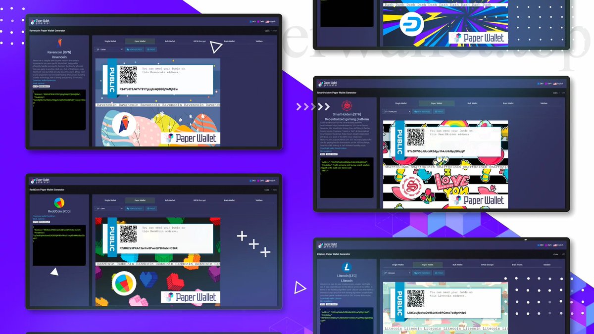 💪 Level up your crypto game with PaperWallet Generator 2.0!
Create addresses for #PoW, #PoS, and #DPoS coins!
🔐Secure, offline, Open-Source CryptoWallet Generator –  it’s the cold wallet of the future❕ 
🔗 Try it today: paperw.top

#Crypto #Blockchain #paperwallet