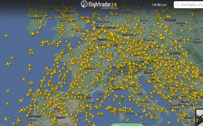 Flight Radar ora. Adesso è chiaro che il problema sono le emissioni delle mucche?!