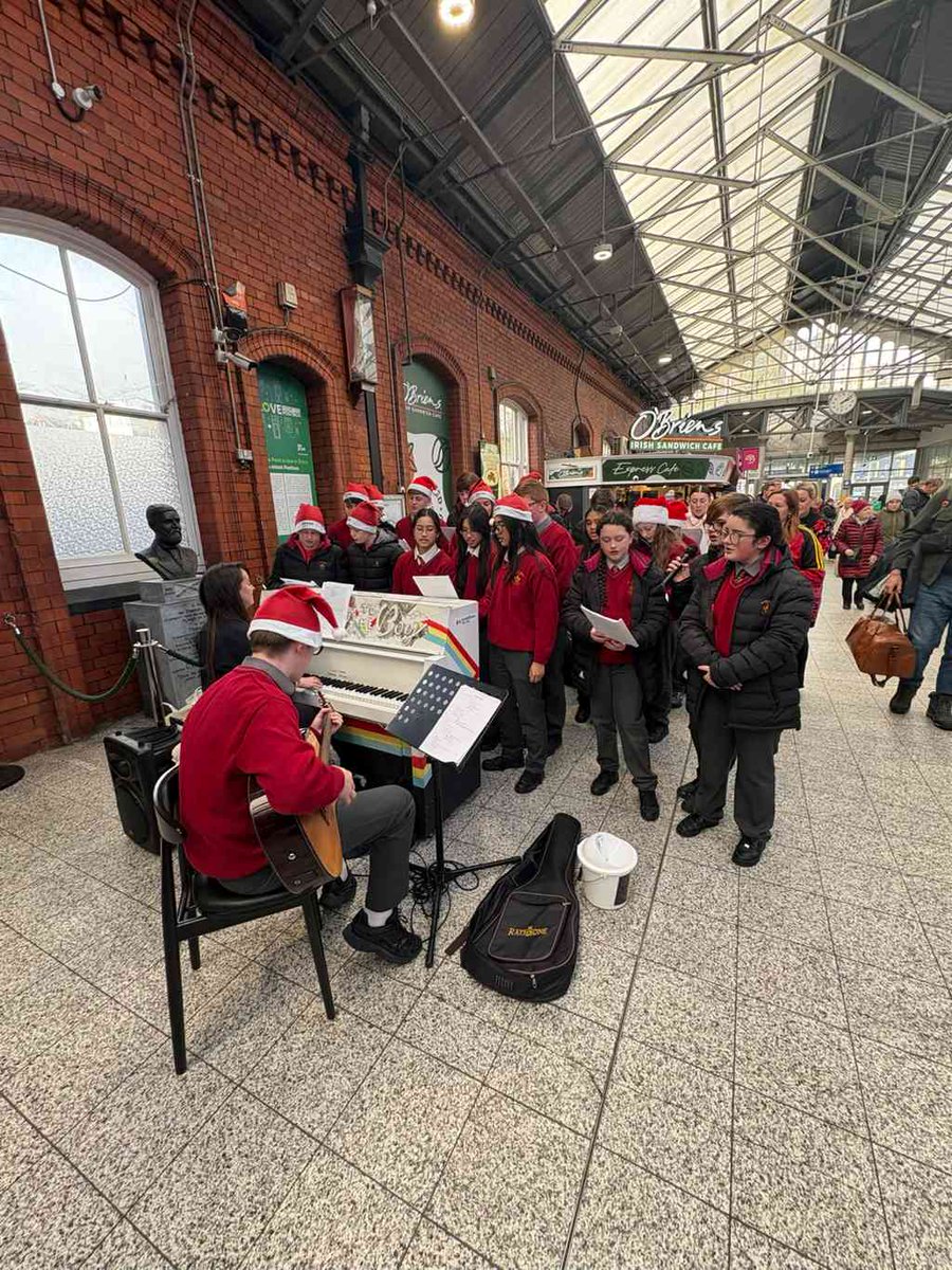 NanoNagleCol's tweet photo. A wonderful afternoon in Kent Station today for our school choir who performed in aid of Focus Ireland. The packed station really enjoyed the Christmas songs and atmosphere created. https://t.co/c0ktbG5nNf