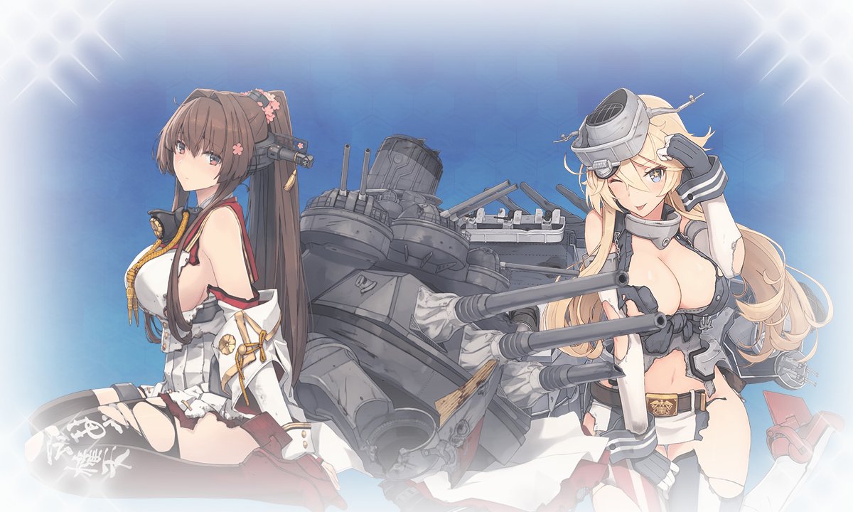 アイオワ(艦これ) ,大和(艦これ) 「「E-5-4です」これで伝わります。」|oso 的キノコ擬人化図鑑のイラスト