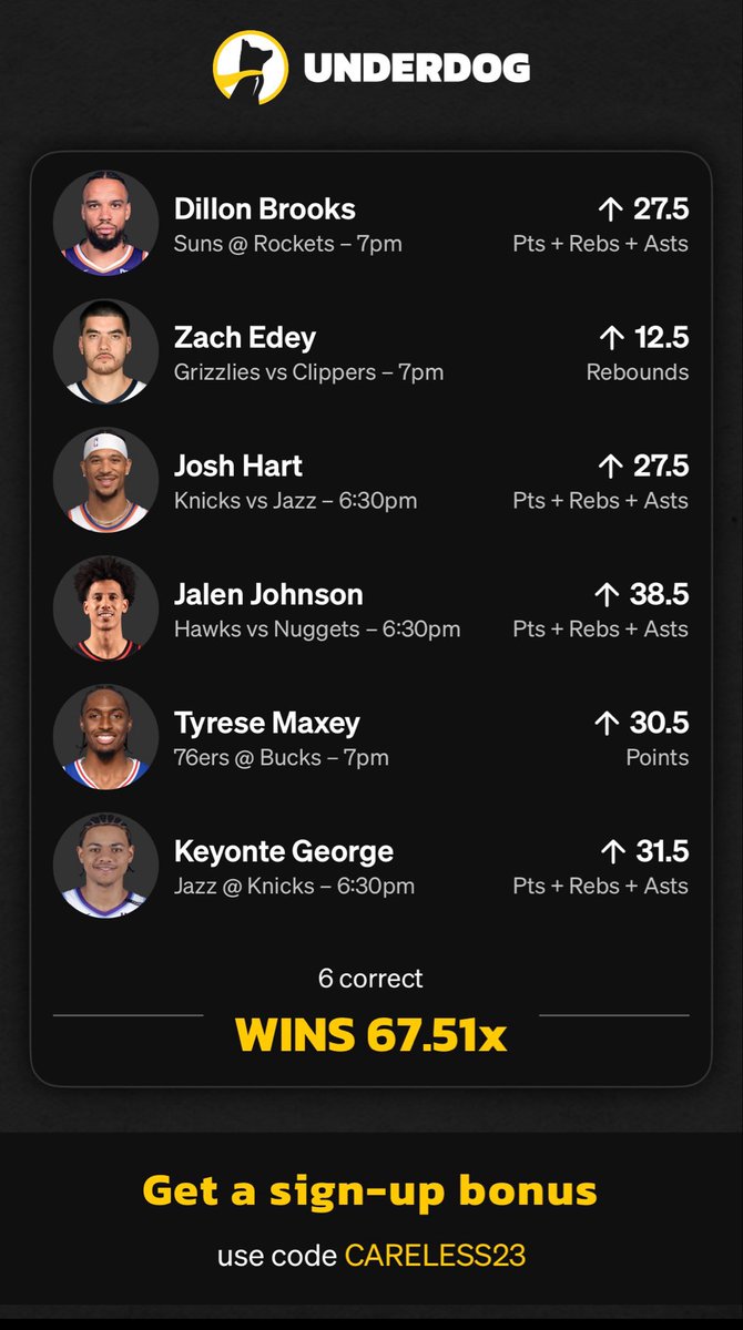 Carelesssaint's tweet photo. #nba #parlay #underdog https://t.co/K0uEE7r0d7