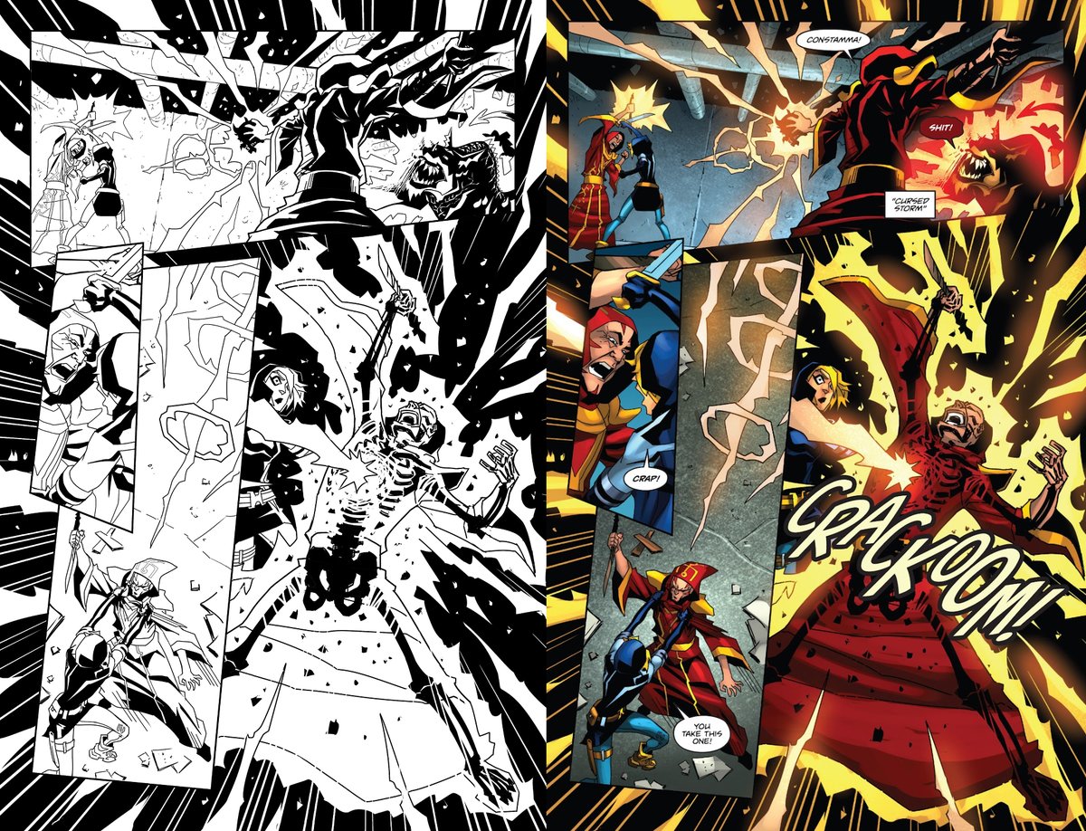 Here are the pencils, inks, colours, and letters to Obey Me 3 pg 15 that I drew a few years ago. The dude got zapped. Video game published by Blowfish Studios and the comic book by Dynamite Ent. Awesome colours by <a href="/mennyo/">Emmanuel Ordaz</a>.