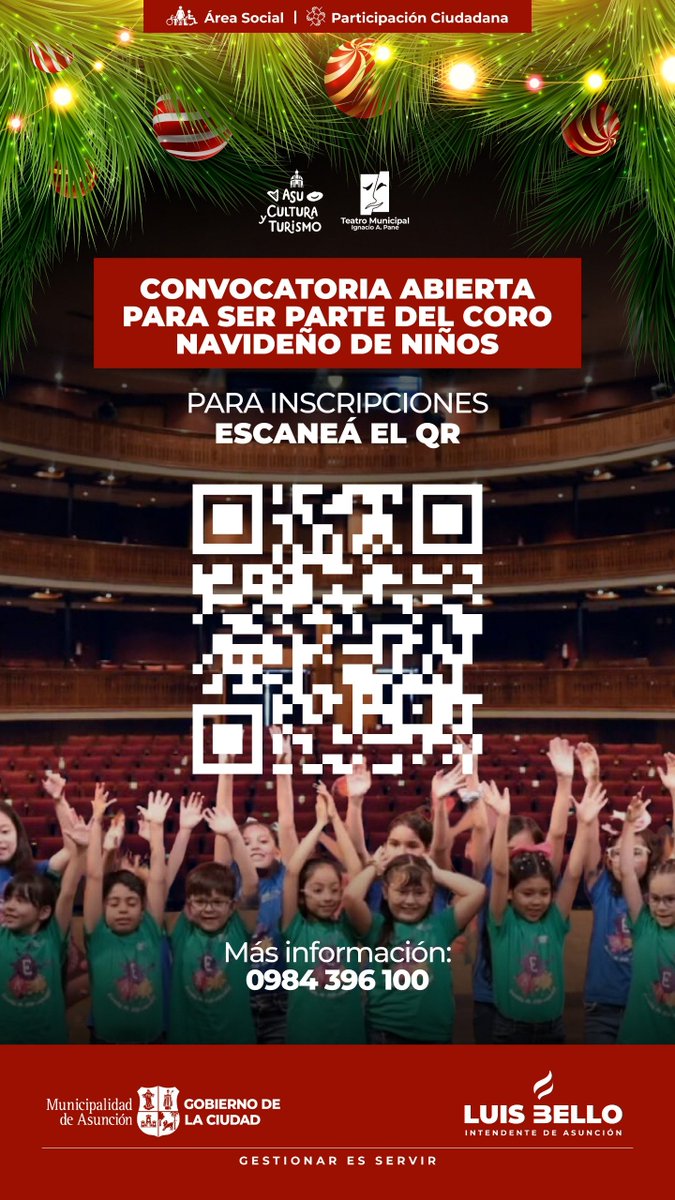 🎄 ¡Llega el Coro Navideño de Asunción! 🎶💫

🎶 ¡Destacá el talento de tus pequeños esta Navidad! 🎄
Dales la oportunidad de formar parte del Coro Navideño de Asunción, un espacio donde niños y adolescentes podrán vivir una experiencia musical única e inolvidable. 🌟🎤