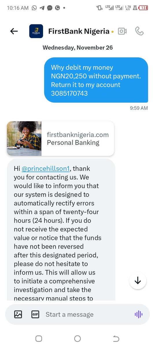 princehillson1's tweet photo. @sowore @PoliceNG @HQNigerianArmy @FirstBankngr Return my money. I have complained about this money more than week. Don't tell me to come on dm because your dm isn't useful. Below are my chats with you and every detail you need. Return my money https://t.co/kXFjDKkfmA