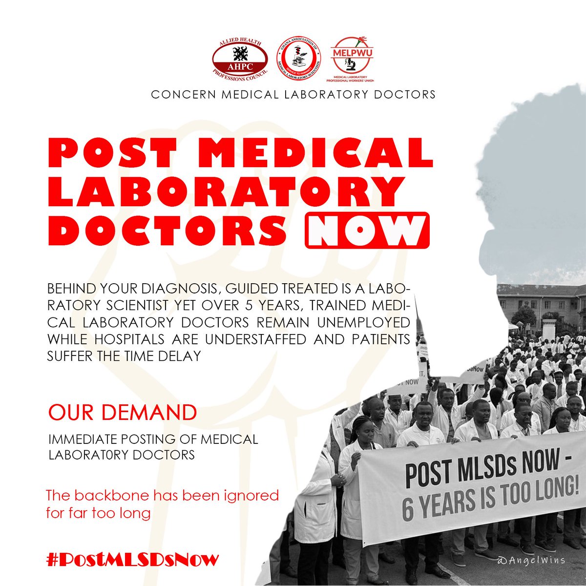 AngelWins10's tweet photo. Our simple demand is to be placed for us to serve the good people of Ghana, to help strengthen and improve healthcare delivery across our nation.  We've played out patience for 5 years, is overdue, His excellency @JDMahama, Honourable @KMAkandoh , the  @mohgovgh
 
#PostMLSDsNow https://t.co/hqKdjzwhy2