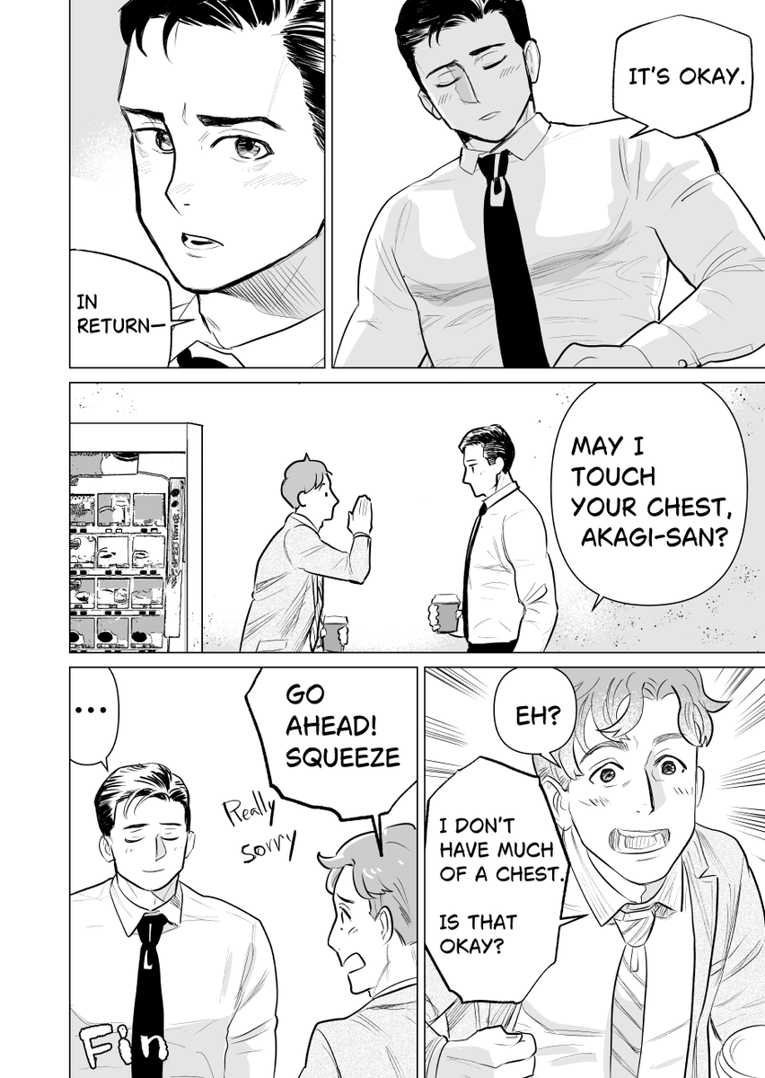 A calm, understated BL story following Akagi, a considerate middle-aged man, and Mutsu, the younger coworker who longs for something more. After lunch break, they savour their moment.
#BL #softBL #boysLove #yaoi #mlm #officeRomance #wholesome #fluff #cuteGuys