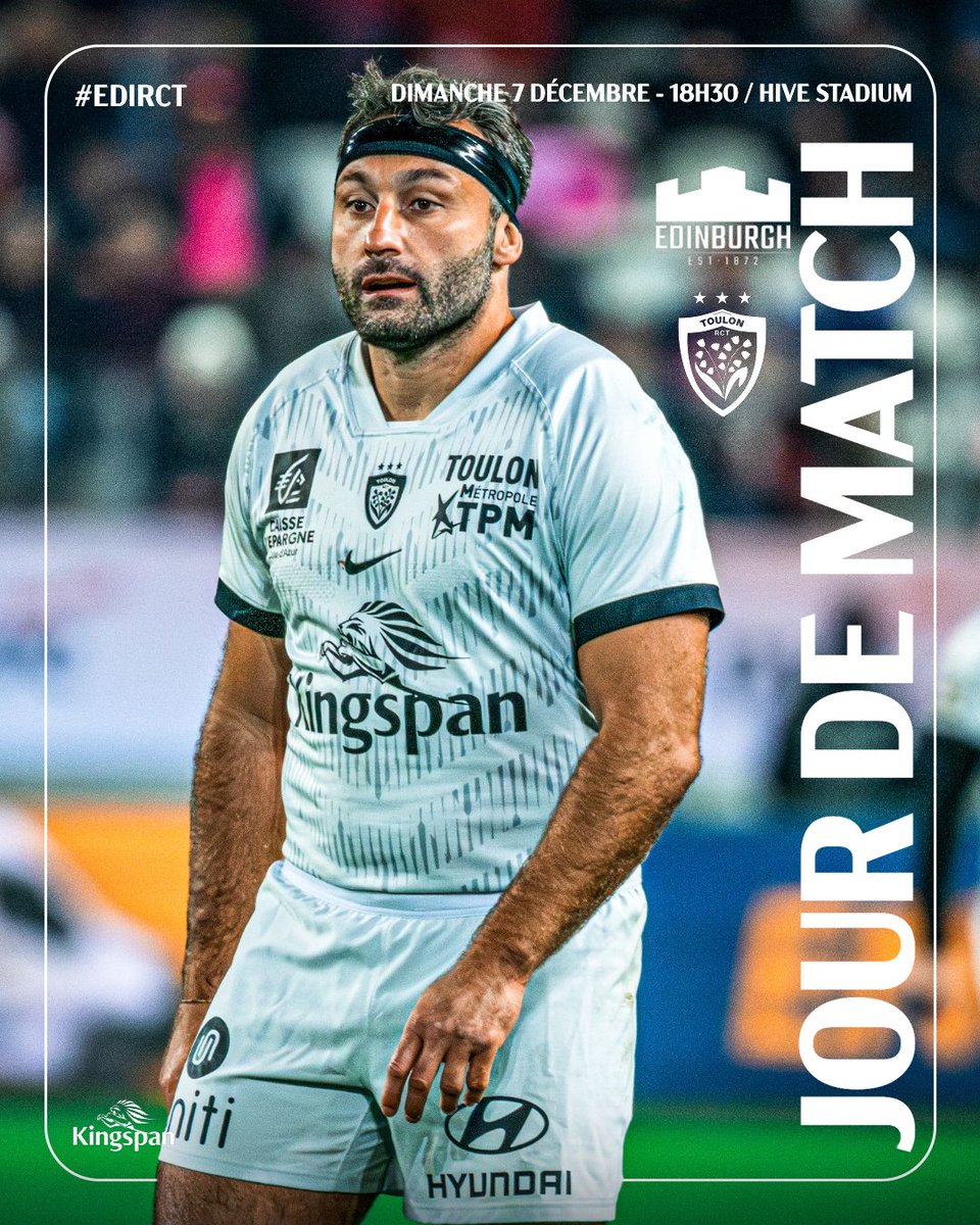 RCTofficiel's tweet photo. 𝐉𝐎𝐔𝐑 𝐃𝐄 𝐌𝐀𝐓𝐂𝐇 🇪🇺
🆚 @EdinburghRugby
🏆 @ChampionsCup_FR
🕟 1️⃣8⃣H3️⃣0️⃣
🏟️ Hive Stadium
📺 @beinsports_FR
#PerquéTolon #EDIvRCT https://t.co/fXVRXgFQ9y