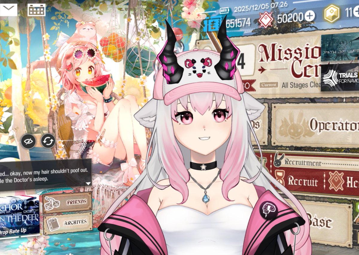 Hello!

I am playing Arknights and Arknights Endfield again today! Happy! 

twitch.tv/namipew