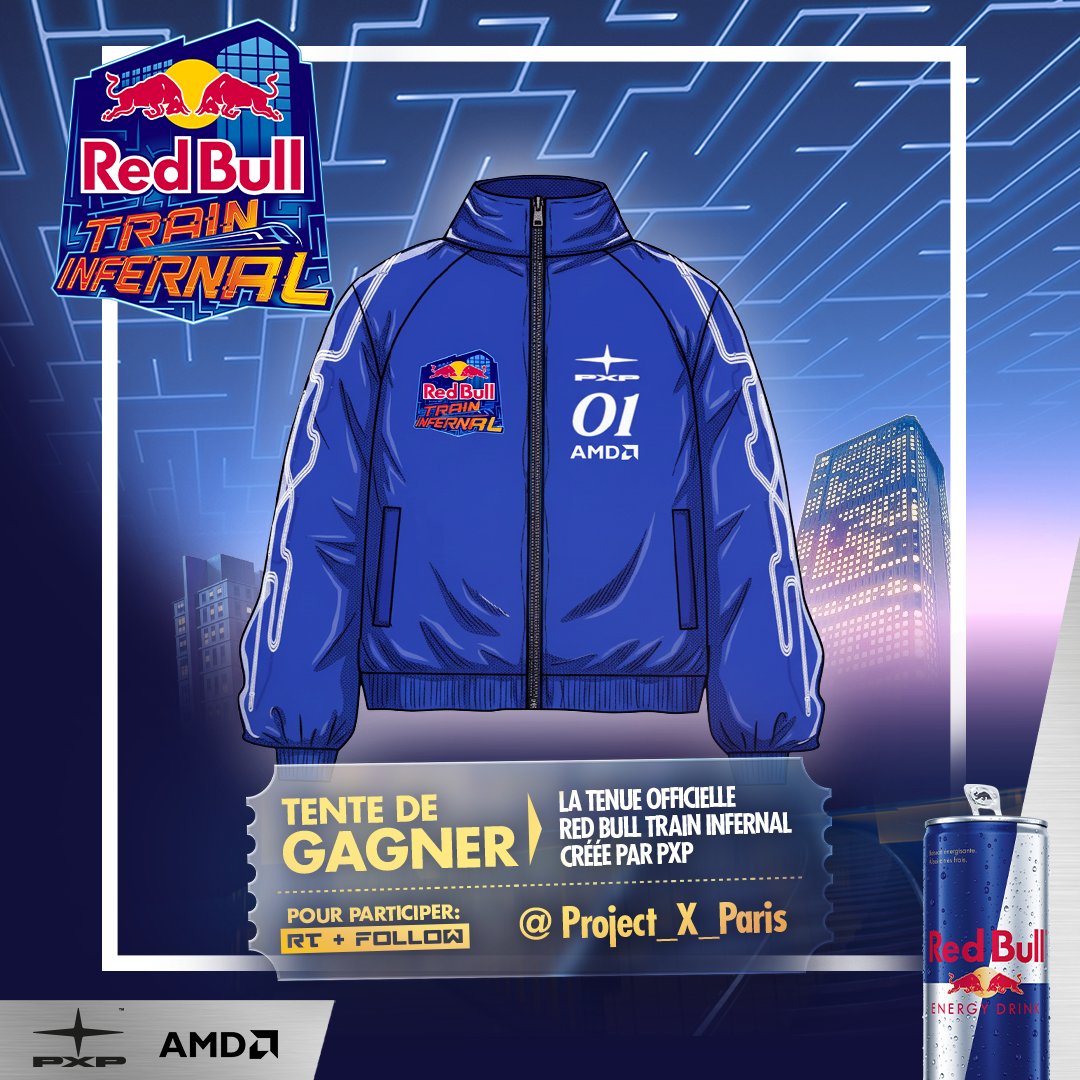 RedBullFrance's tweet image. ‼️ Jeu concours #RedBullTrainInfernal

Red Bull Train Infernal c’est demain 16h en live sur la chaîne Twitch de @Kammeto

Pour fêter ça on te fait gagner la tenue officielle de l’événement créée par @Project_X_Paris

Pour participer :
🎁 RT &amp;amp; Follow @Project_X_Paris
📅 TAS 08/12