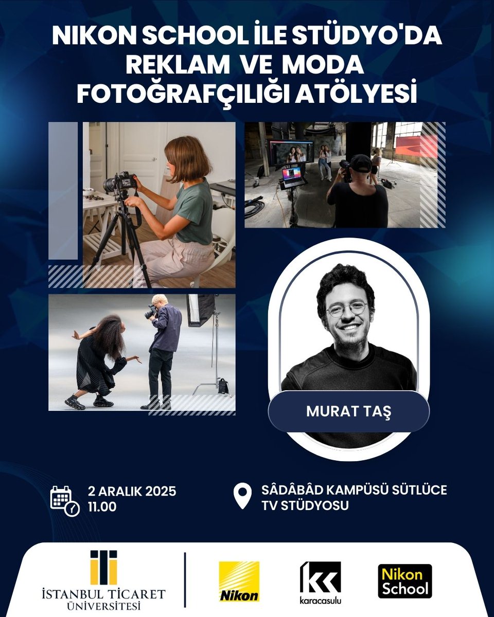 Görsel İletişim Tasarımı Bölümü ile Film &amp; Animasyon Atölyesi’nin ortak düzenlediği bu etkinlikte reklam ve moda fotoğrafçılığı üzerine uygulamalı şekilde ekipmanları tanımak ve yaratıcı teknikleri keşfetmek isteyen tüm öğrencilerimiz davetlidir.