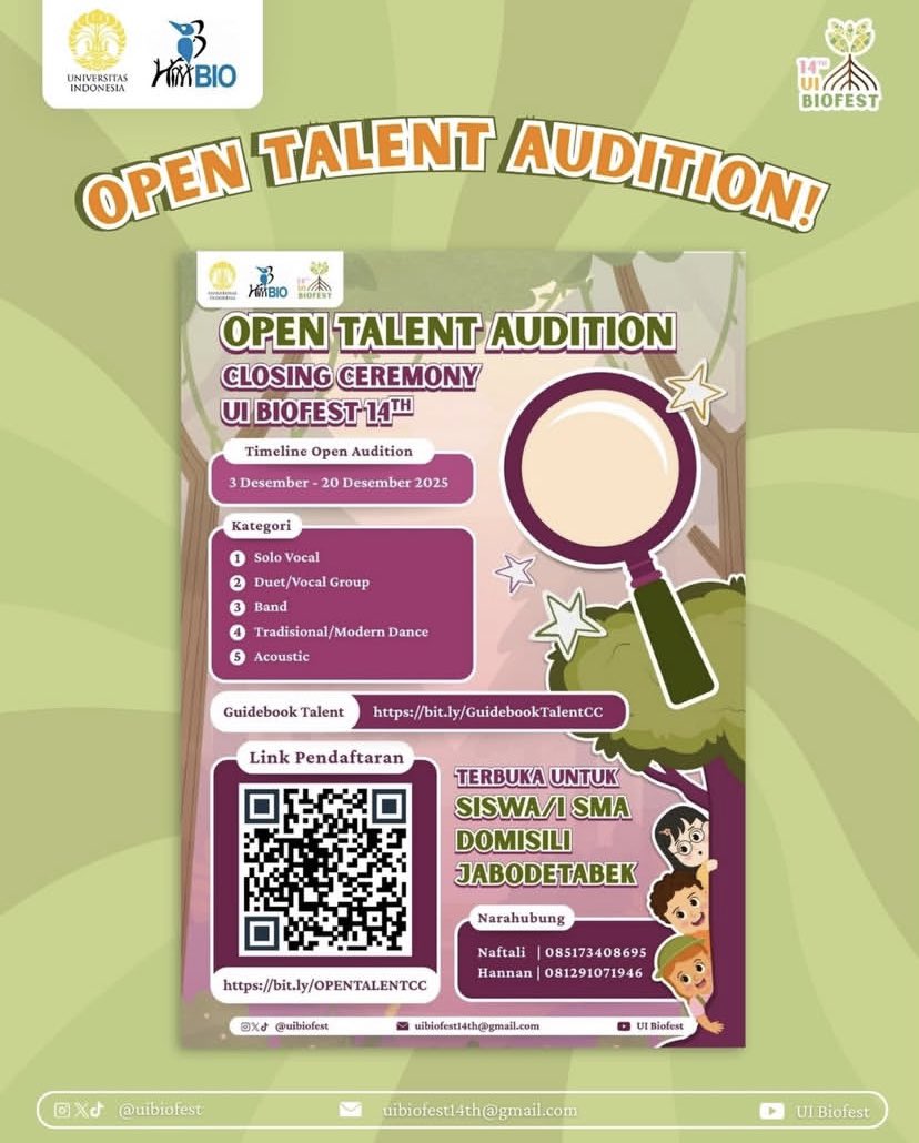 Heads up, green buddies! 
We’re looking for young talents like you 🫵🏻

Regist yourself here: 
bit.ly/OPENTALENTCC

For more info:
bit.ly/GuidebookTalen…

Show us your talent ✨