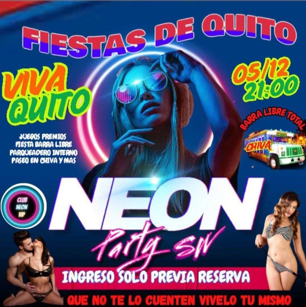 Llegó el gran día vamos a pasarla de maravilla gracias por la confianza a los eventos de neón vip en su quinto año celebrando a Quito 
<a href="/ComunidadSwEc1/">ComunidadSwEc 🇪🇨♠️📳</a> 
Agradecemos a todas las parejitas asistentes por su confianza y nuestros auspiciantes 
NEON VIP SWINGER