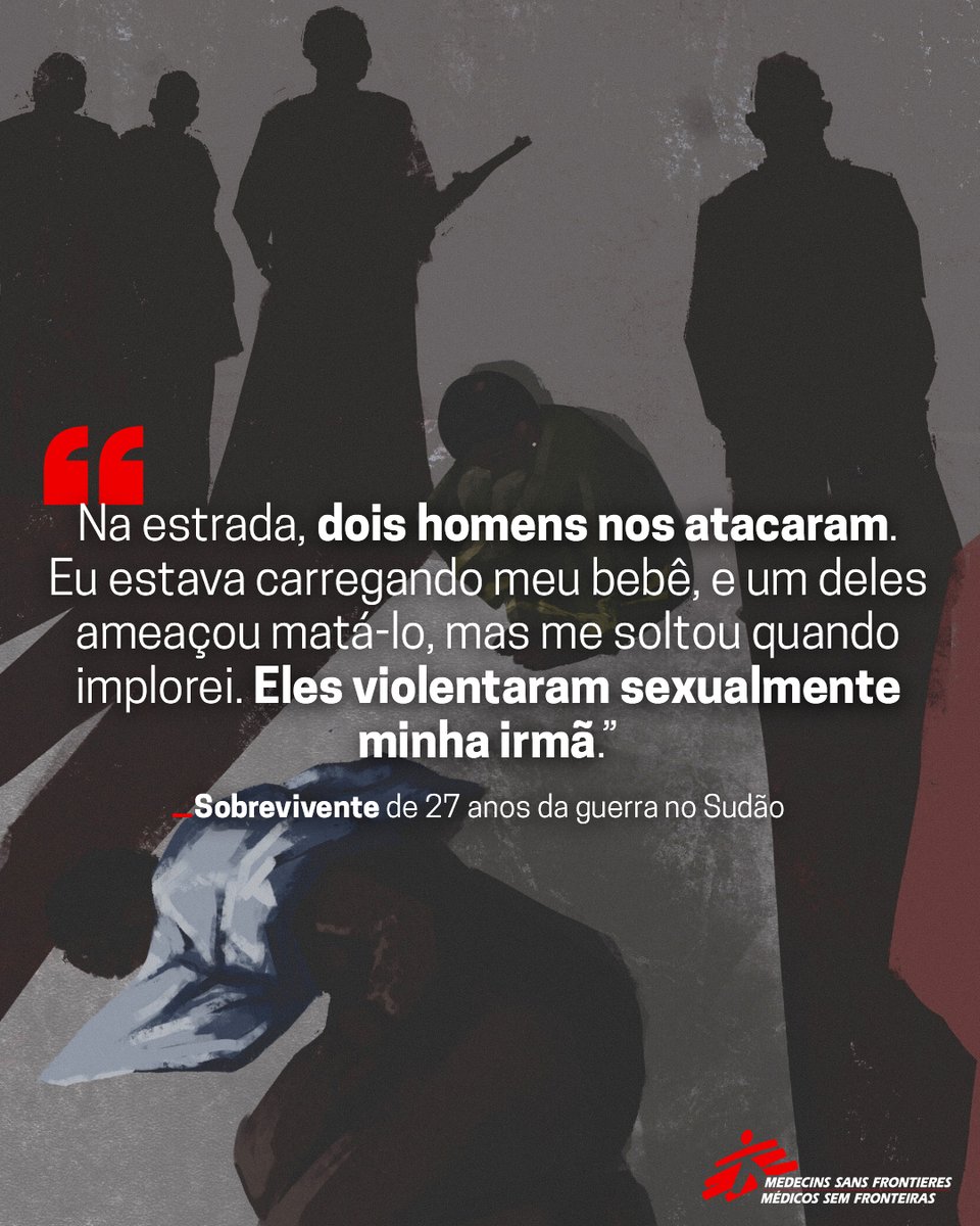 MSF_brasil's tweet image. Em meio à guerra no #Sudão, mais de 600 vítimas e sobreviventes de violência sexual buscaram atendimento em unidades apoiadas por MSF, entre abril e agosto de 2025.

🔴Sobreviventes precisam de proteção. E agressores devem ser responsabilizados. O Sudão não pode esperar!