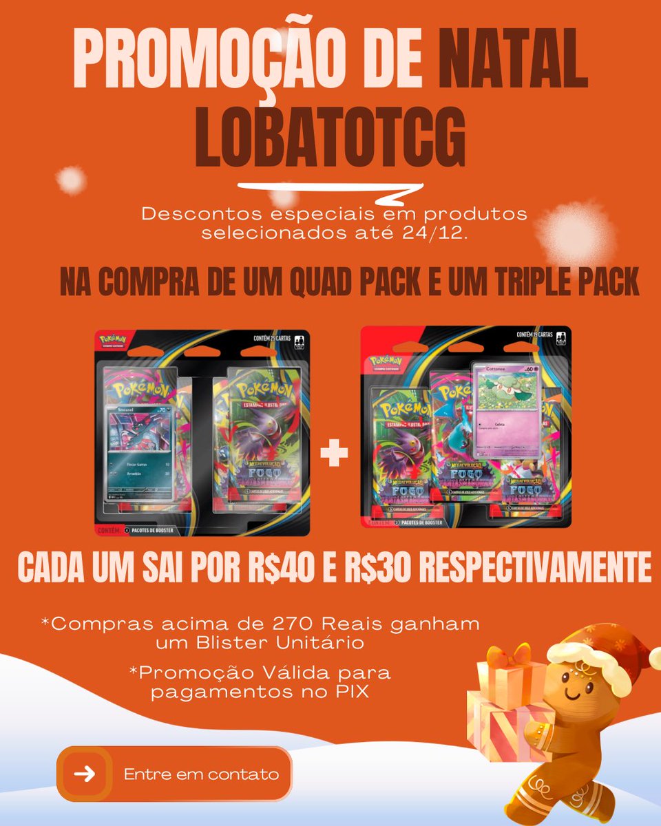 ocarlittle's tweet image. Fala, pessoal! 🎄

A Promoção de Natal da LobatoTCG já começou!

Garanta aquele presente especial para seu amigo ou familiar com um super precinho.

Vai ficar de fora dessa?