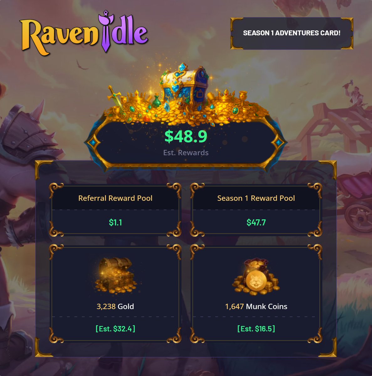 Share your Season 1 Winnings on X &amp; Tag @RavenIdleGame for chance to win a Nintendo Switch!