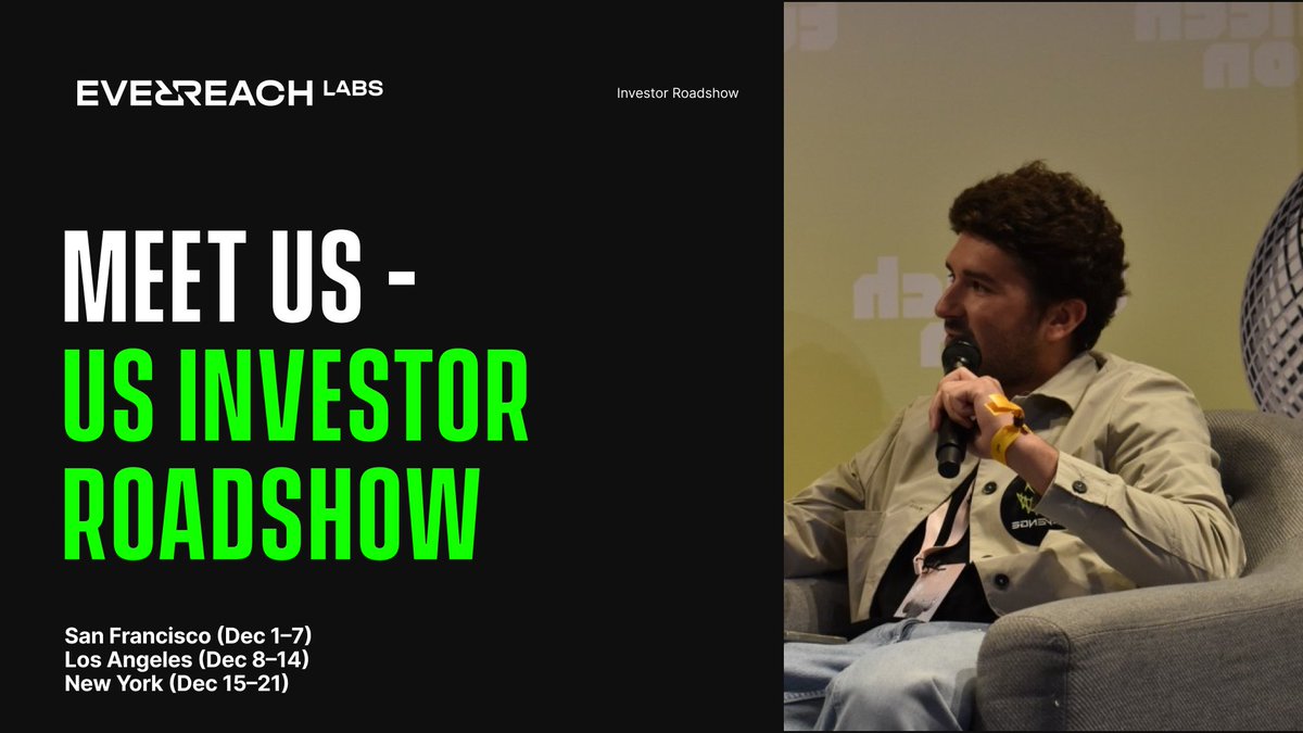 📡 US Roadshow Incoming 🇺🇸

Over the next 3 weeks, we’re meeting founders, investors, publishers &amp; gaming partners to expand the Everreach ecosystem and accelerate REVENGE.

📍 San Francisco — Dec 1–7

📍 Los Angeles — Dec 8–14

📍 New York — Dec 15–21

Why now:

⚡ 600K+
