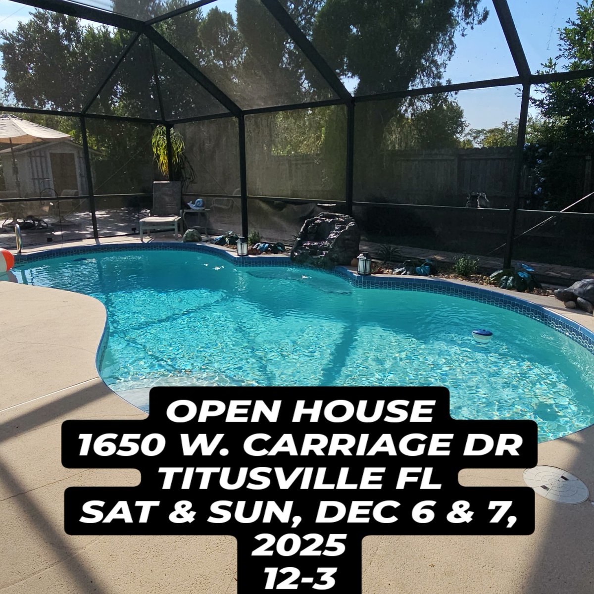 SusanEllswort19's tweet photo. 1650 W. Carriage Dr., Titusville,  Fl
OPEN HOUSE, SAT &amp; SUN
DEC 6 &amp; 7, 12-3
Updated 3 BR, 2 Bath, Heated pool, summer kitchen, lots of privacy!

YOU DONT WANT TO MISS THIS GREAT HOME!
Susan Ellsworth - Brevard Property Management and Sales, LLC https://t.co/rZw9Dfp9da