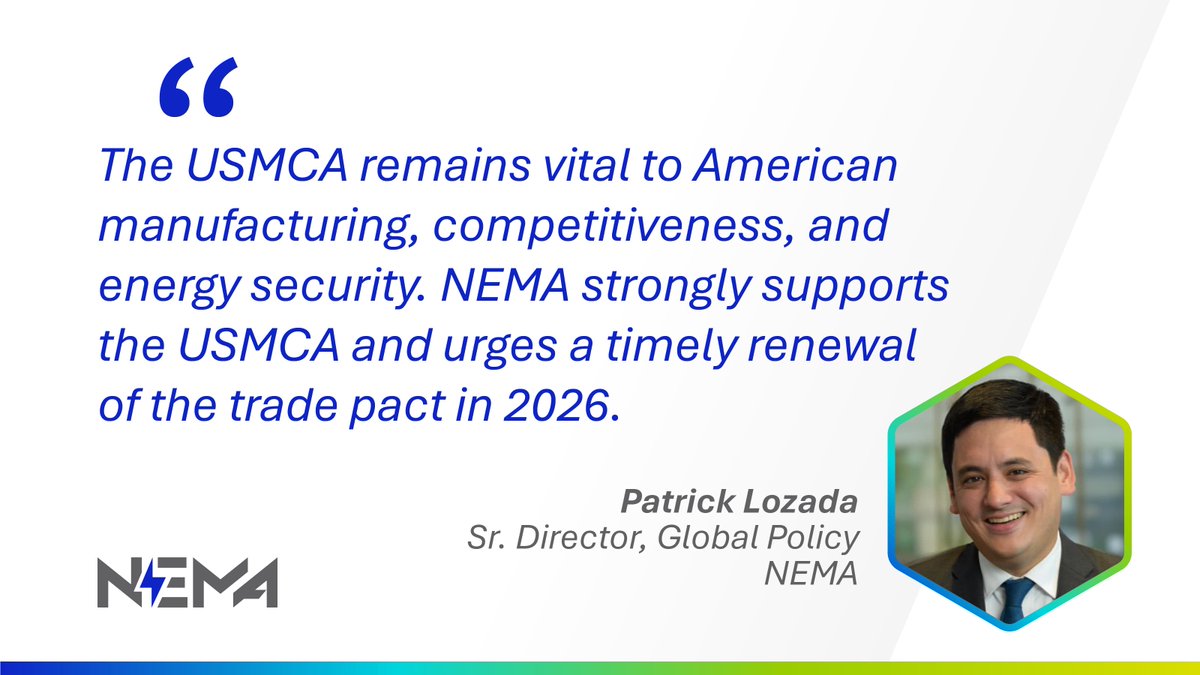 NEMAupdates's tweet photo. Yesterday, NEMA testified before the @USTradeRep urging the renewal of the #USMCA — @RealDonaldTrump's signature trade agreement — which empowers electrical manufacturers to increase production at the rate and scale required to meet anticipated demand. https://t.co/THoqcRv6Yg https://t.co/nui8fFHsJj