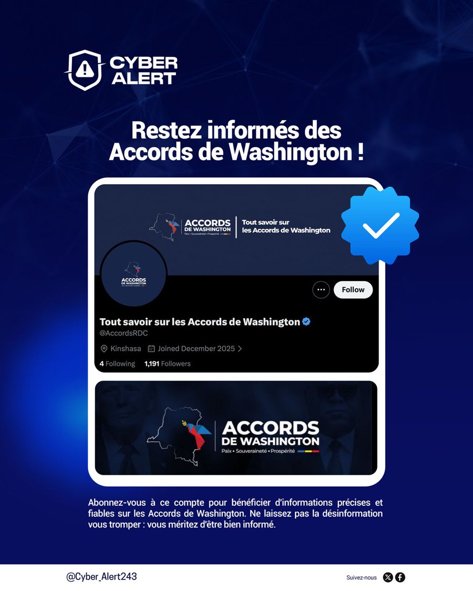 Cyber_Alert243's tweet photo. Restez informés des Accords de Washington !

Abonnez-vous à ce compte : https://t.co/D2zgZUbRfz

pour bénéficier d'informations précises et fiables sur les #AccordsDeWashington  Ne laissez pas la désinformation vous tromper : vous méritez d'être bien informé. 

Ensemble, unissons nos efforts pour combattre la désinformation concernant les #AccordsDeWashington. 

 #AccordsDeWashington #StopFakenews