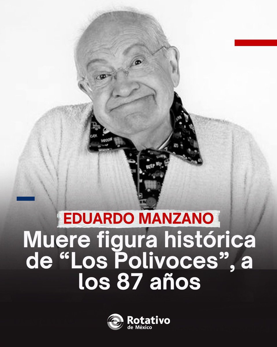 rotativodemex's tweet image. Falleció Eduardo Manzano, histórico comediante de “Los Polivoces”, a los 87 años. Su hijo, Lalo Manzano, confirmó la noticia con un mensaje en redes sociales. Se marcha una figura clave de la comedia mexicana.
#EduardoManzano #LosPolivoces #ComediaMexicana #EspectáculosMéxico